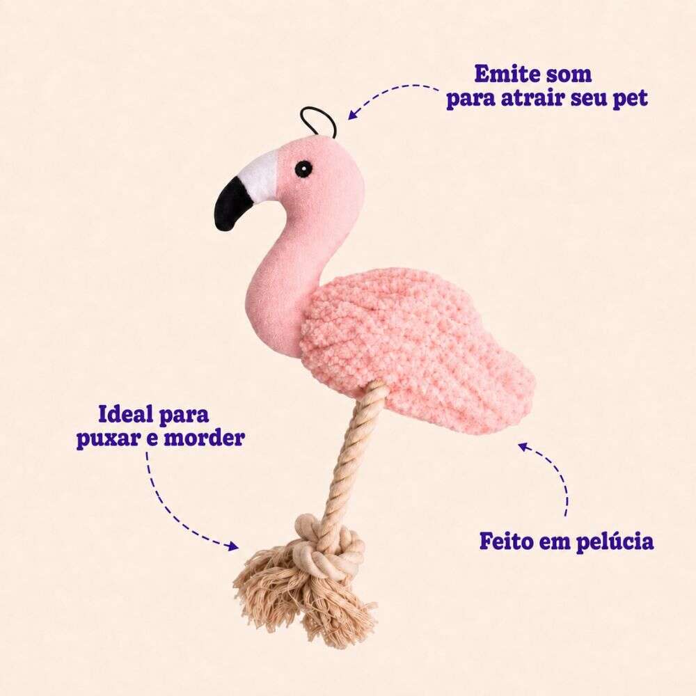 Brinquedo Pelúcia Kroco Flamingo para Cães - Tam. Único