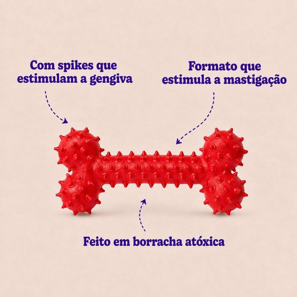 Brinquedo Mordedor Kroco Osso Vermelho para Cães - Tam. Único