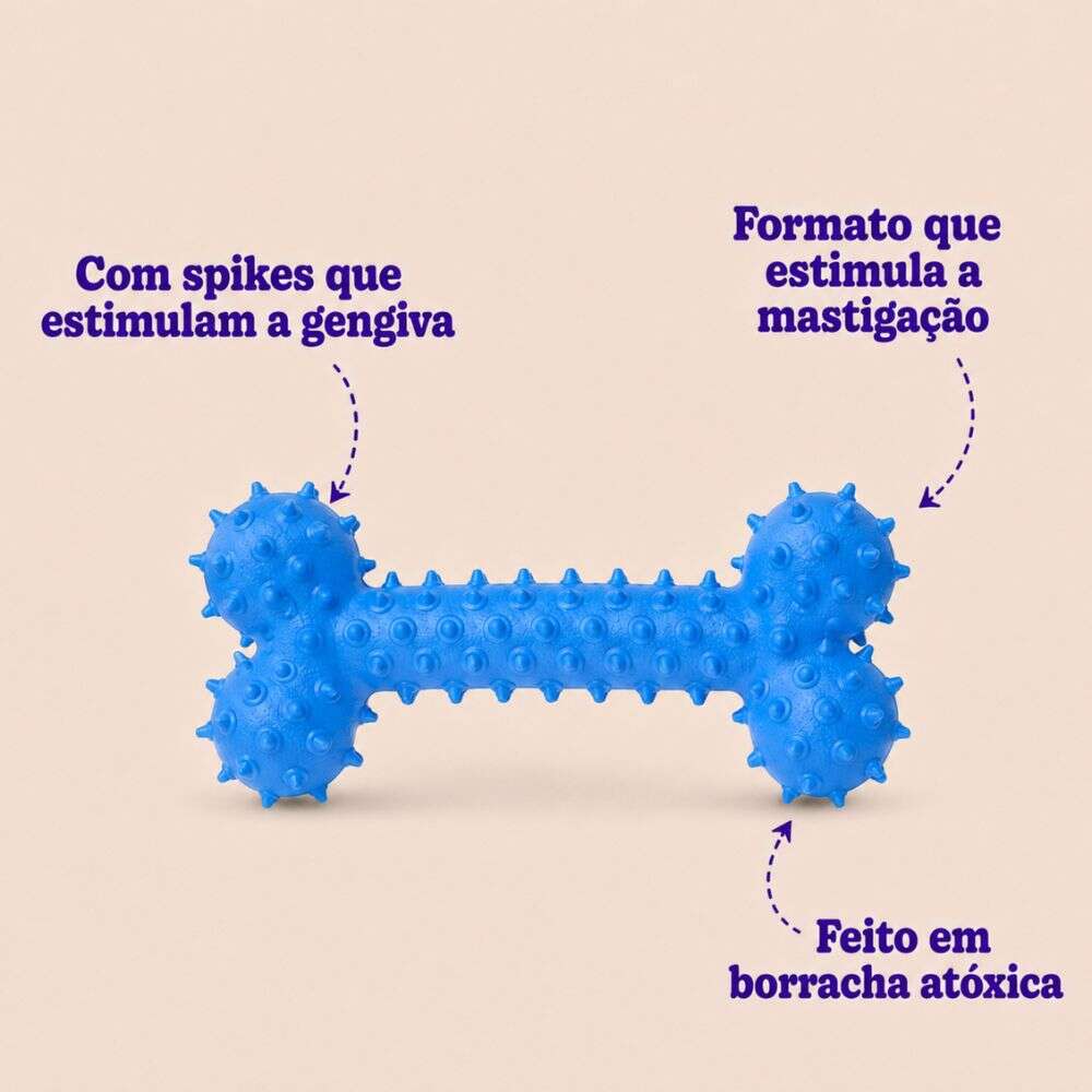 Brinquedo Mordedor Kroco Osso Azul para Cães - Tam. Único