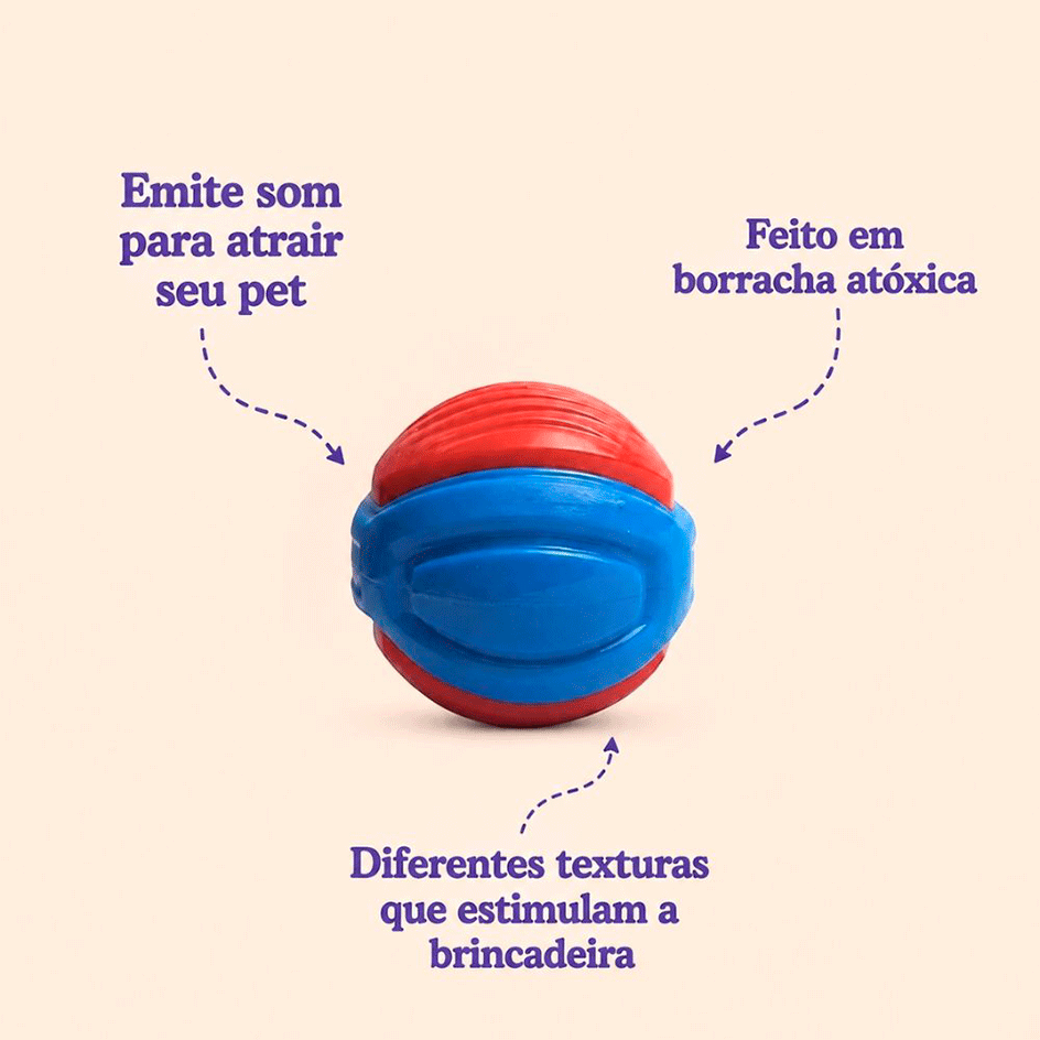 Brinquedo Kroco Bolinha Vermelha e Azul para Cães - Tam. Único