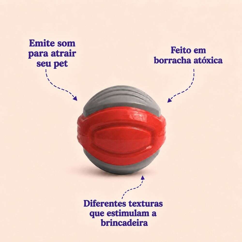 Brinquedo Kroco Bolinha Vermelha e Cinza para Cães - Tam. Único