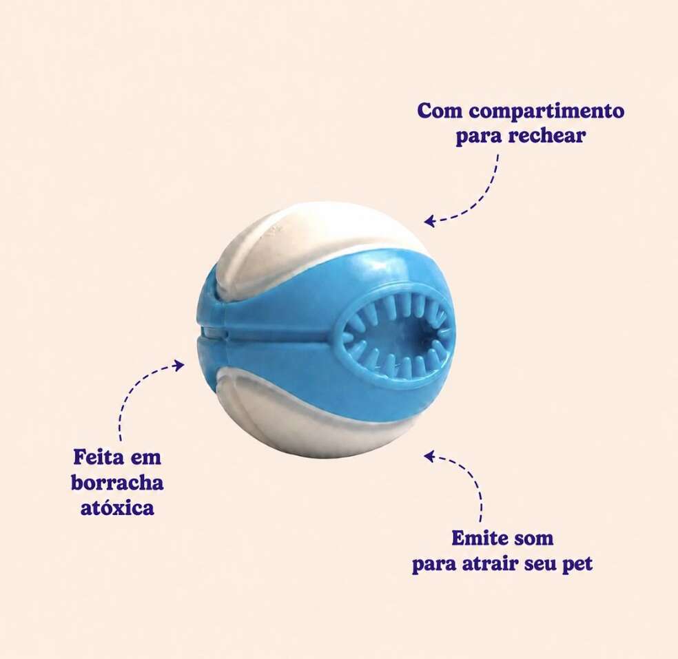 Brinquedo Kroco Bolinha para Petisco Azul e Branco para Cães - Tam. Único