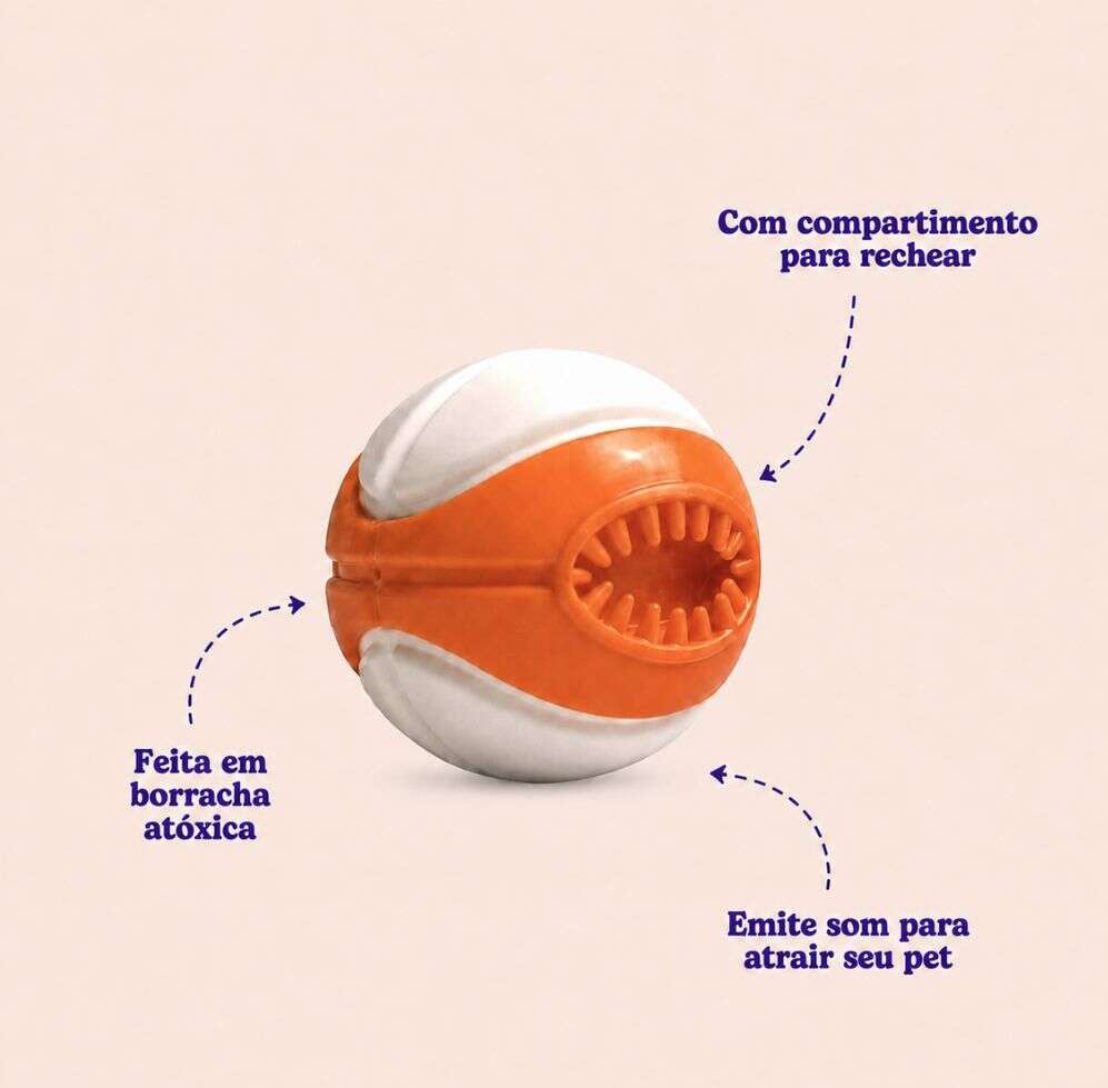 Brinquedo Kroco Bolinha para Petisco Laranja e Branco para Cães - Tam. Único
