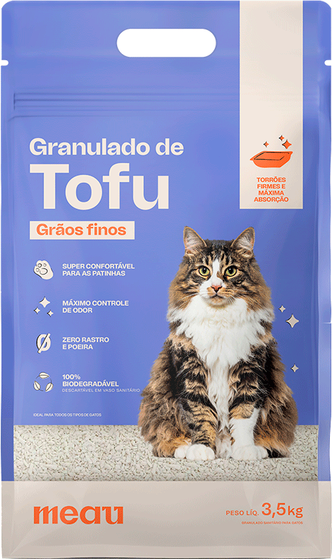 Granulado de Tofu Meau Grãos Finos para Gatos - 3,5Kg
