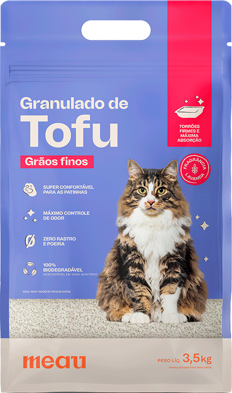Granulado de Tofu e Lavanda Meau Grãos Finos para Gatos - 3,5Kg