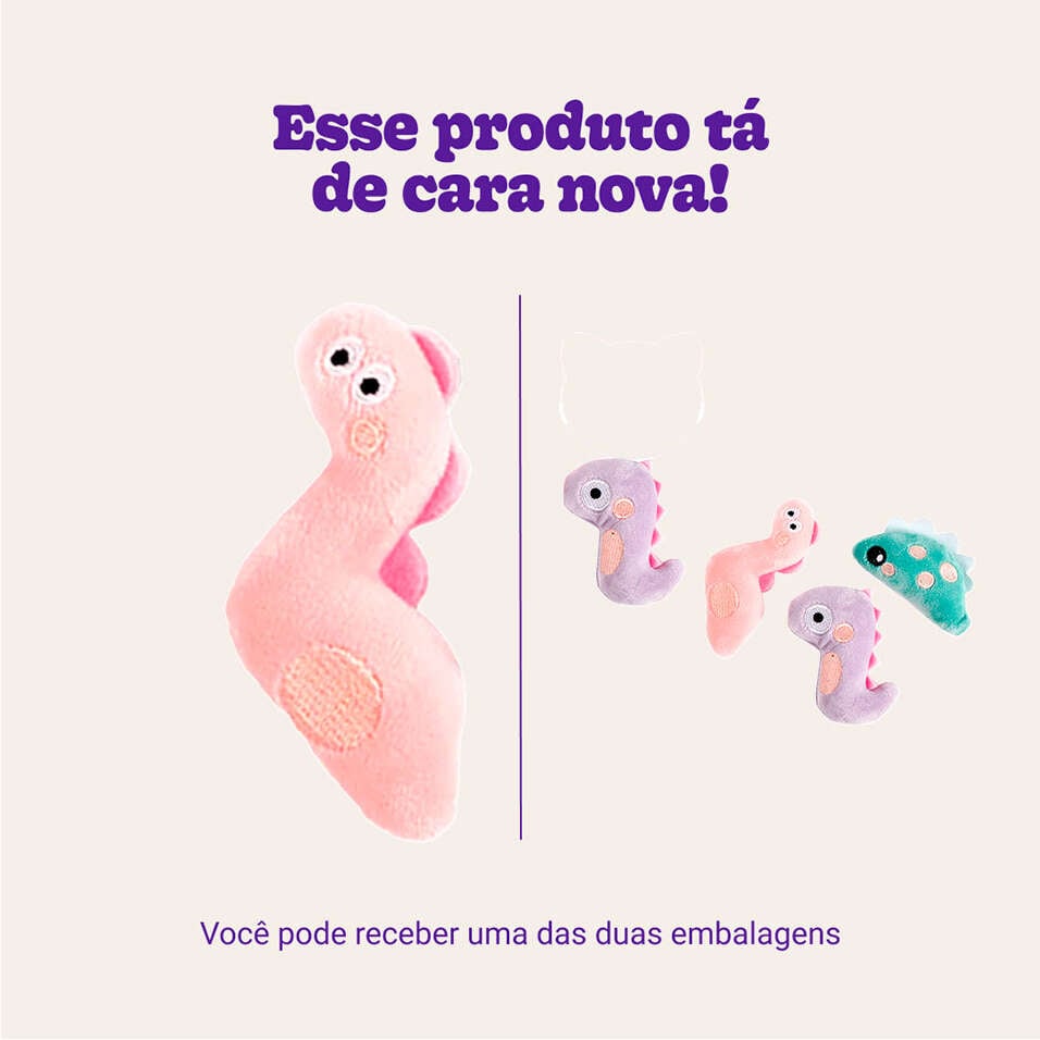 Brinquedo Pelúcia Tex Brasil Dinossauro Maluco com Catnip Sortidos para Gatos - Tam. Único