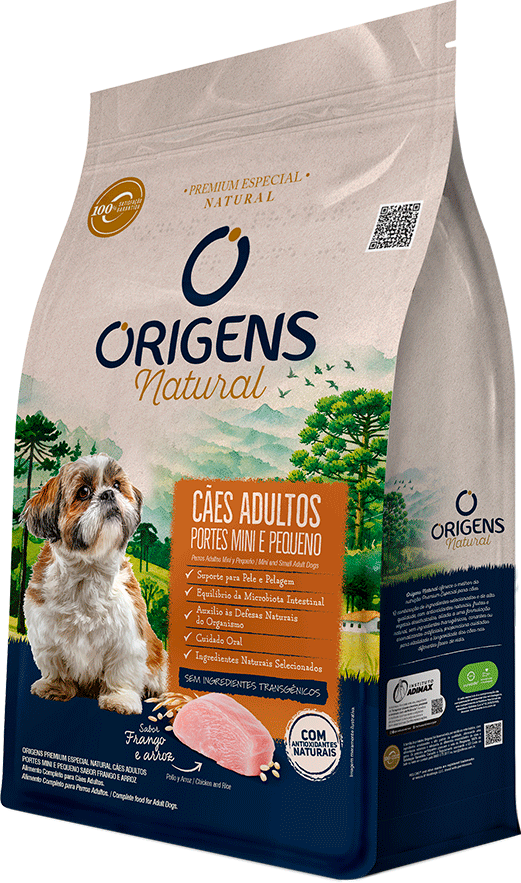 Ração Seca Origens Natural para Cães Adultos Raças Mini e Pequena sabor Frango e Arroz - 10,1Kg