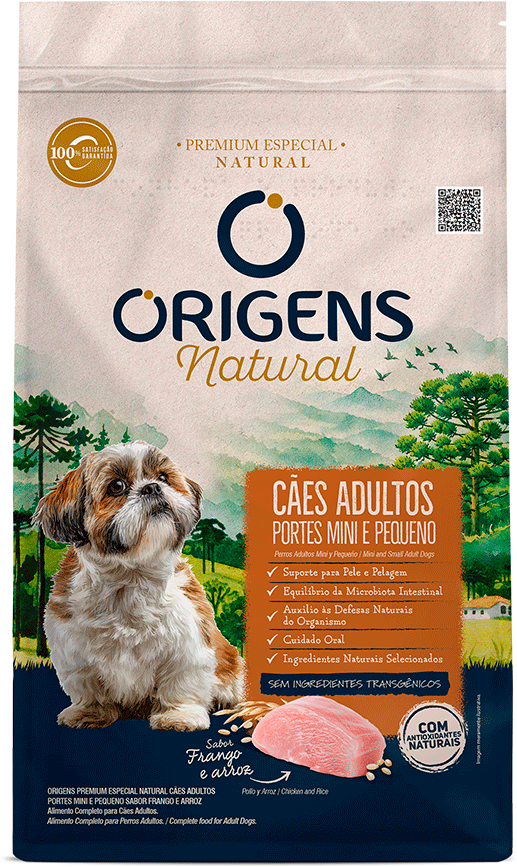 Ração Seca Origens Natural para Cães Adultos Raças Mini e Pequena sabor Frango e Arroz - 10,1Kg