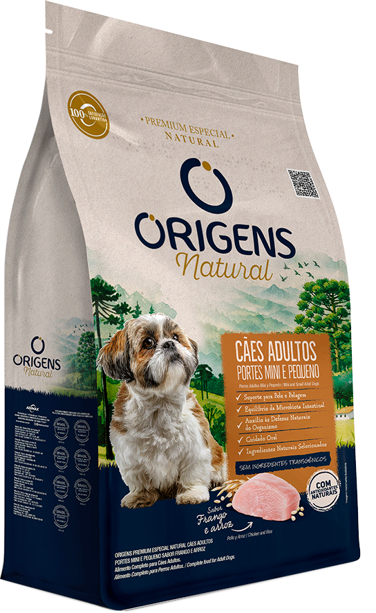Ração Seca Origens Natural para Cães Adultos Raças Mini e Pequena sabor Frango e Arroz - 10,1Kg