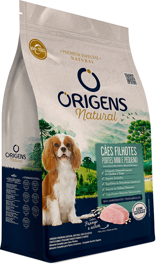 Ração Seca Origens Natural para Cães Filhotes Raças Mini e Pequena sabor Frango e Arroz - 10,1Kg