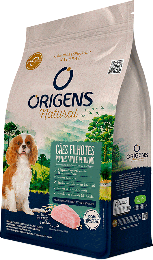 Ração Seca Origens Natural para Cães Filhotes Raças Mini e Pequena sabor Frango e Arroz - 10,1Kg
