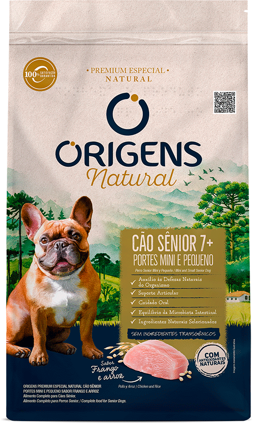 Ração Seca Origens Natural para Cães Sênior 7+ Raças Mini e Pequeno sabor Frango e Arroz - 10,1Kg