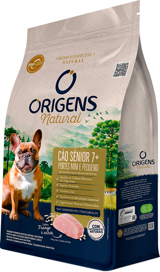 Ração Seca Origens Natural para Cães Sênior 7+ Raças Mini e Pequeno sabor Frango e Arroz - 10,1Kg