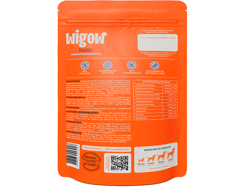 Suplemento Alimentar Wigow Probiótico para Cães - 100 Unidades
