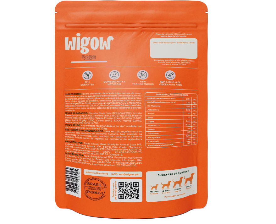 Suplemento Alimentar Wigow Pelagem para Cães - 100 Unidades