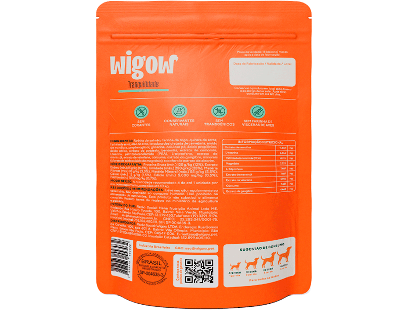 Suplemento Alimentar Wigow Tranquilidade para Cães - 30 Unidades