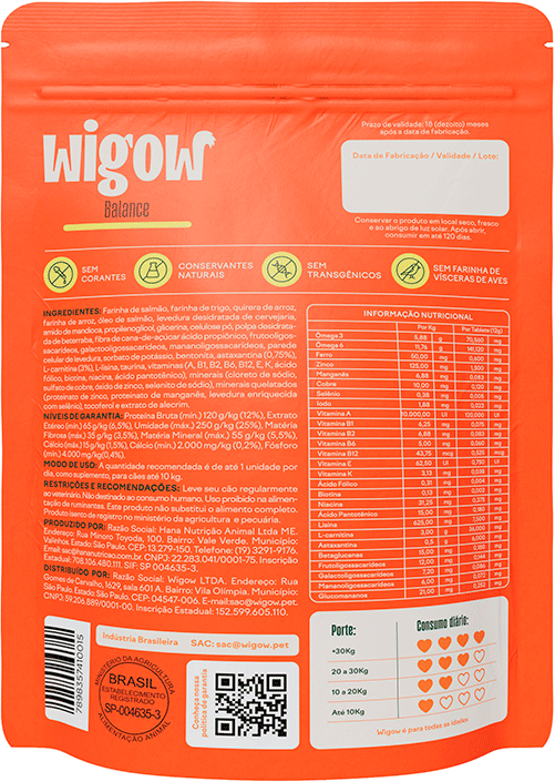 Suplemento Alimentar Wigow Balance para Cães - 30 Unidades