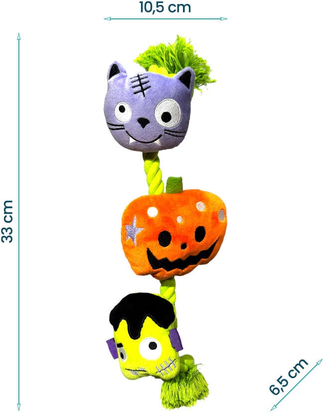 Brinquedo Pelúcia Cabo de Guerra Halloween Meau para Cães - Tam Único