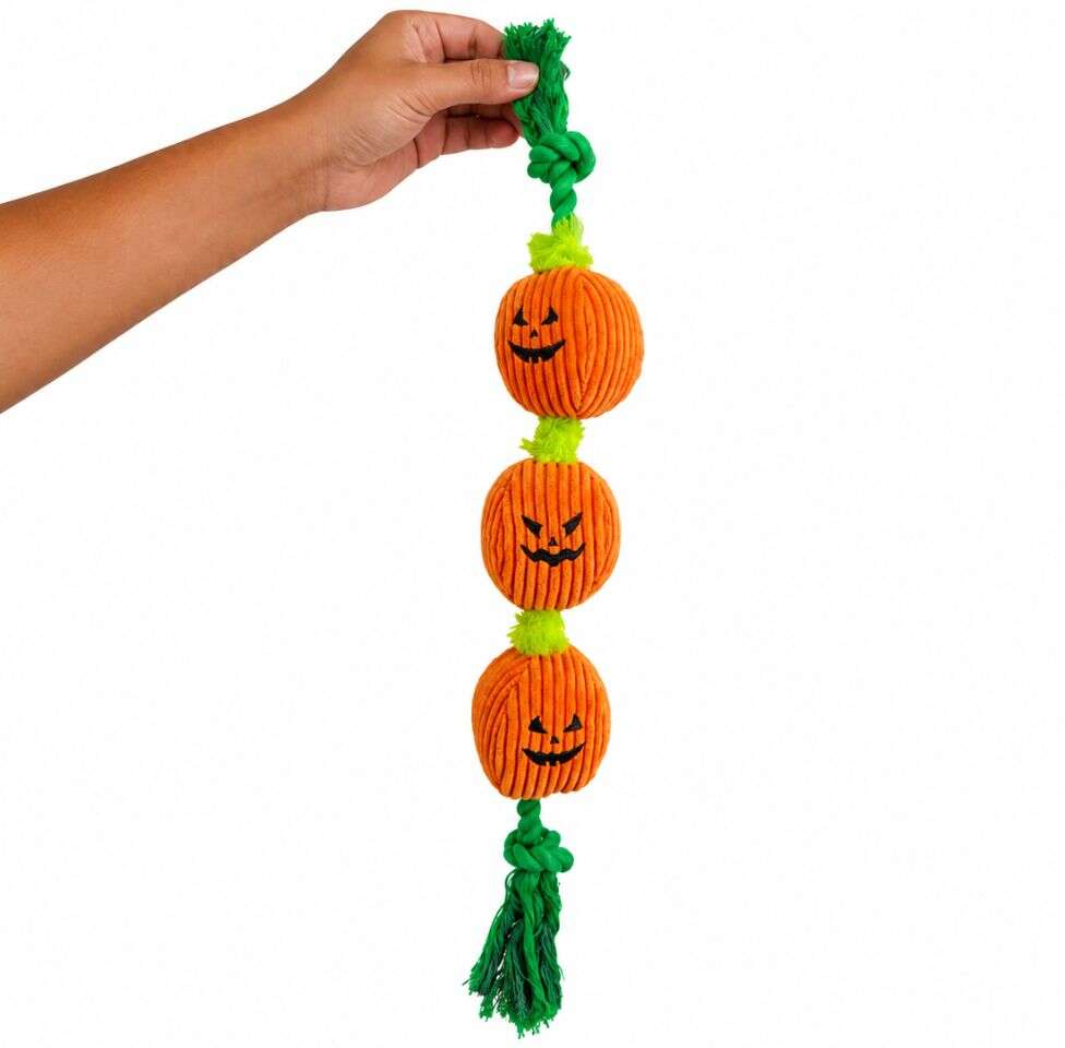 Brinquedo Pelúcia Abóbora Cabo de Guerra Halloween Meau para Cães - Tam Único