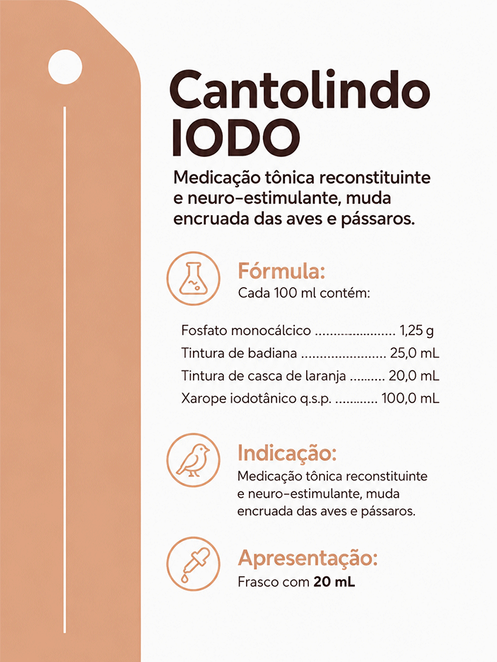 Suplemento Mineral Provets Canto Lindo Iodo para Passáros - 20 mL