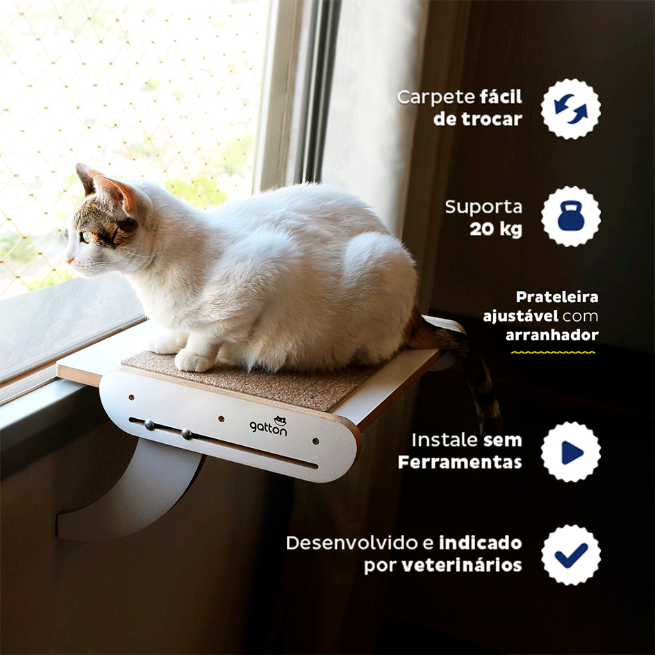 Cama Janeleira Gatton Sky Cat Branca para Gatos - Tam. Único