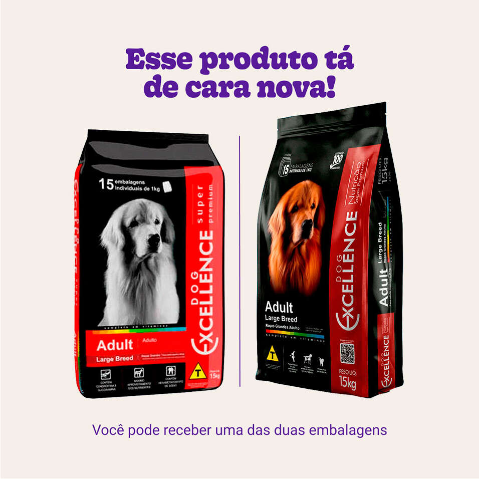 Ração Seca Dog Excellence Super Premium Arroz e Frango para Cães Adultos Raças Grandes - 15Kg