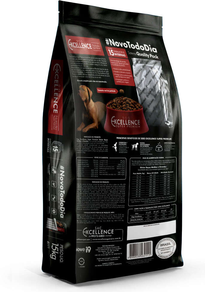 Ração Seca Dog Excellence Super Premium para Cães Sênior Raças Médias e Grandes - 15Kg