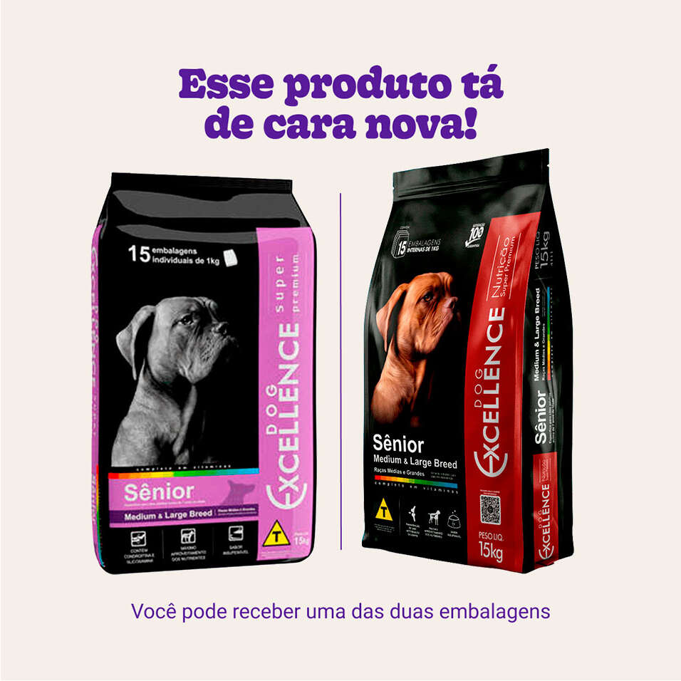 Ração Seca Dog Excellence Super Premium para Cães Sênior Raças Médias e Grandes - 15Kg