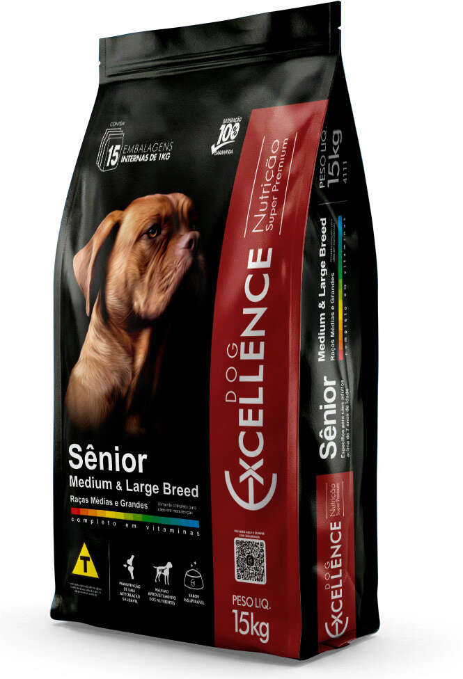 Ração Seca Dog Excellence Super Premium para Cães Sênior Raças Médias e Grandes - 15Kg
