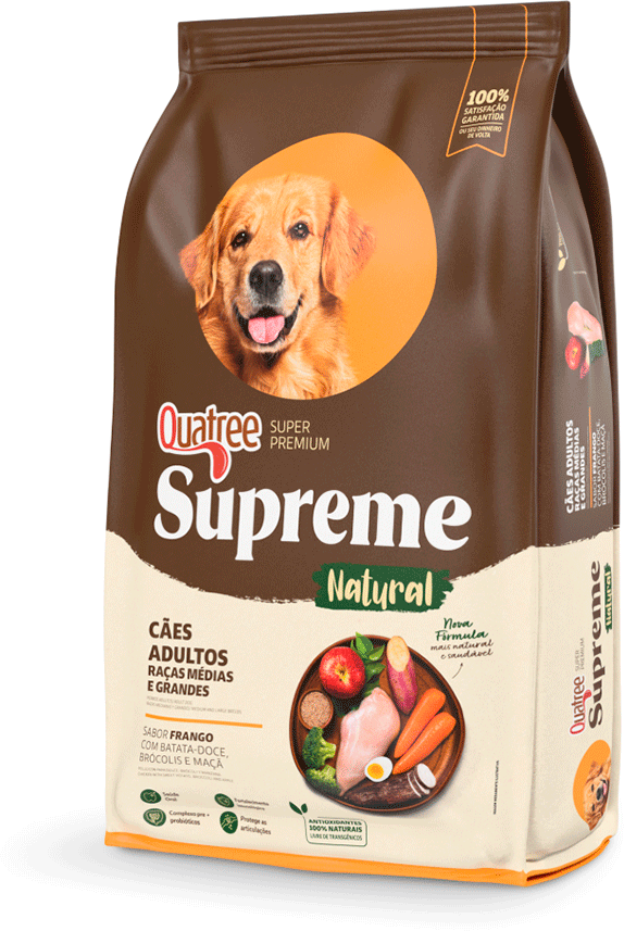 Ração Seca Quatree Supreme Frango e Batata Doce Cães Adultos Raças Médias e Grandes - 15Kg