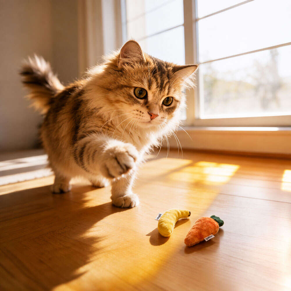 Brinquedo Pelúcia Peixe, Banana e Cenoura com Catnip para Gatos - Tam. Único