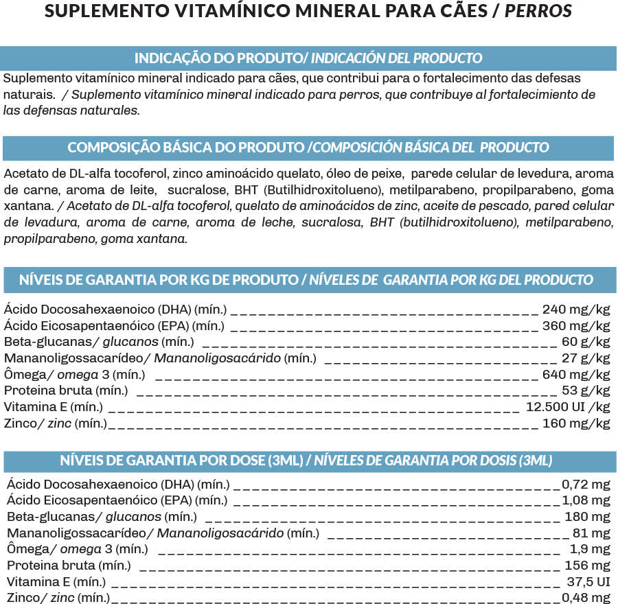 Suplemento Vitamínico Organnact Promun Defense Boost Dog Sensitive para Cães - 3 mL