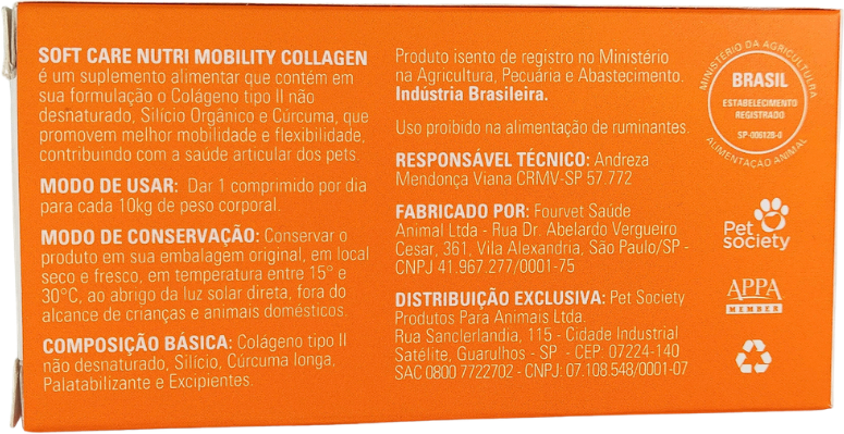 Suplemento Alimentar Soft Care Nutri Mobility Collagen para Cães e Gatos - 30 Cápsulas