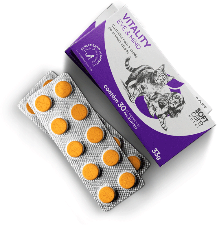 Suplemento Alimentar Soft Care Nutri Vitality Eye & Mind para Cães e Gatos - 30 Cápsulas