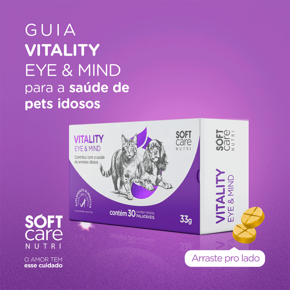 Suplemento Alimentar Soft Care Nutri Vitality Eye & Mind para Cães e Gatos - 30 Cápsulas