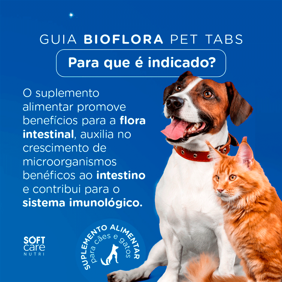 Suplemento Alimentar Soft Care Nutri Bioflora Pet Tab - 30 Tabletes