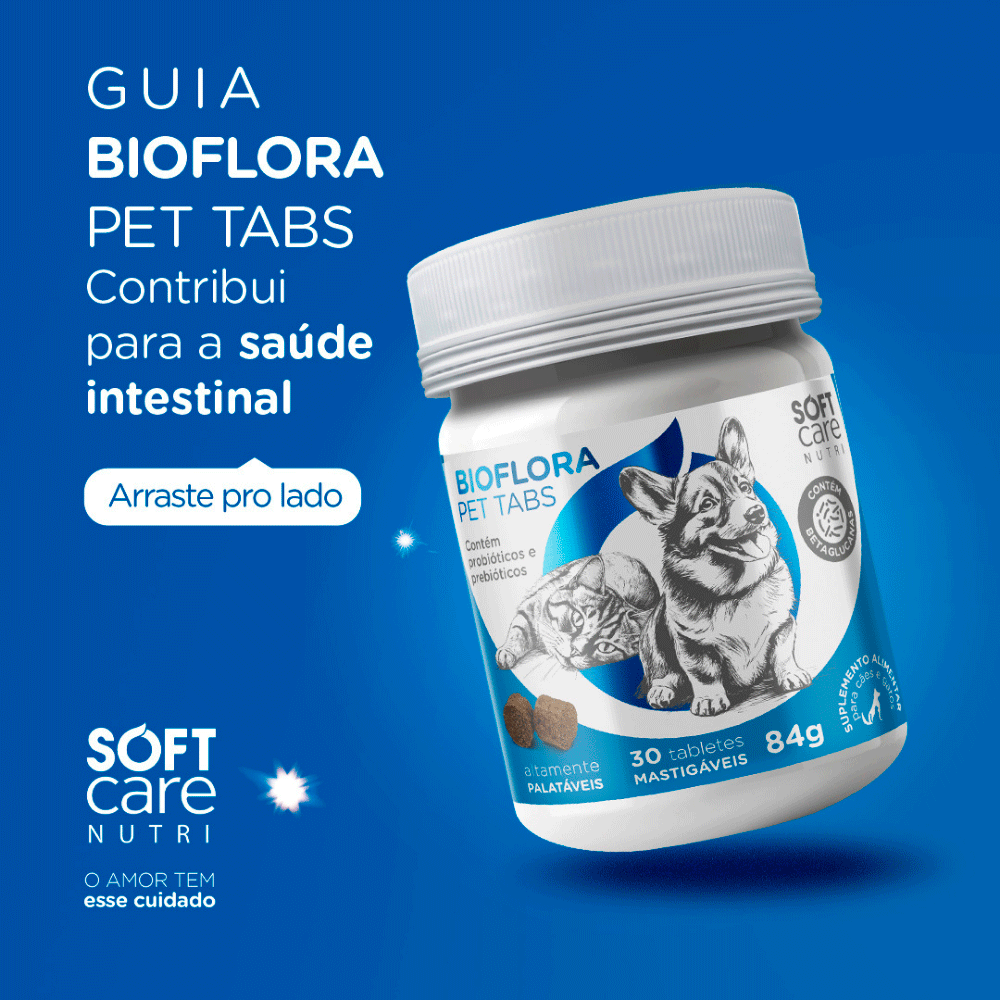 Suplemento Alimentar Soft Care Nutri Bioflora Pet Tab - 30 Tabletes