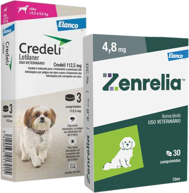 Zenrelia 4,8 mg 30 Comprimidos e Antipulgas e Carrapatos Credeli 112,5 mg 3 Comprimidos para Cães de 2,5 a 5,5Kg - KIT