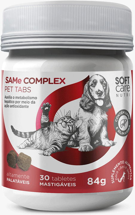 Suplemento Alimentar Soft Care Nutri SAMe Complex Pet Tabs para Cães e Gatos - 30 Tabletes