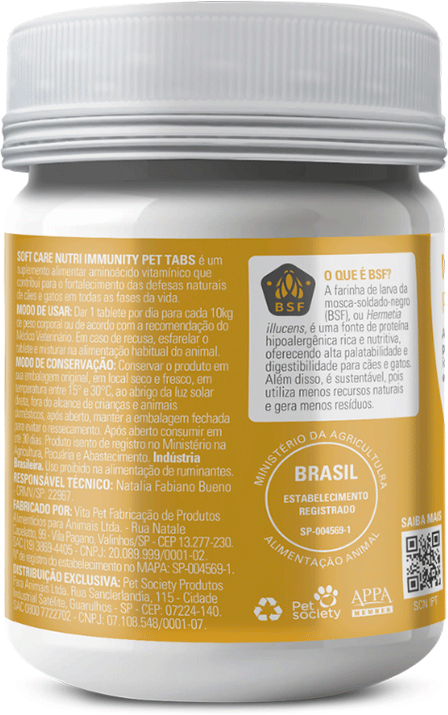 Suplemento Alimentar Soft Care Nutri Immunity Pet Tabs para Cães e Gatos - 30 Tabletes