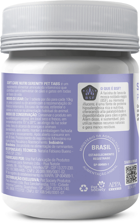 Suplemento Alimentar Soft Care Nutri Serenity Pet Tabs para Cães e Gatos - 30 Tabletes