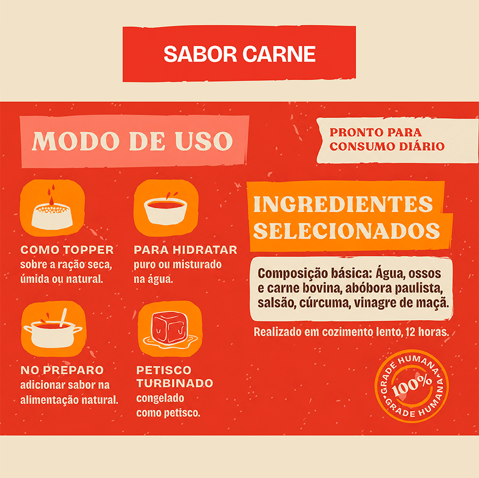 Caldo de ossos Olivia para Cães e Gatos sabor Carne - 250 g