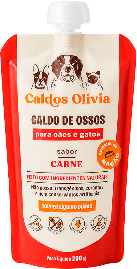 Caldo de ossos Olivia para Cães e Gatos sabor Carne - 250 g