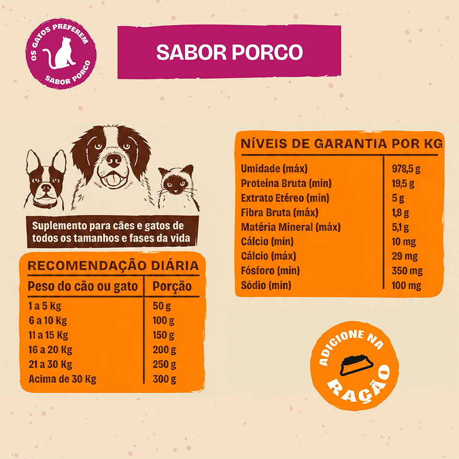 Caldo de ossos Olivia para Cães e Gatos sabor Porco - 250 g