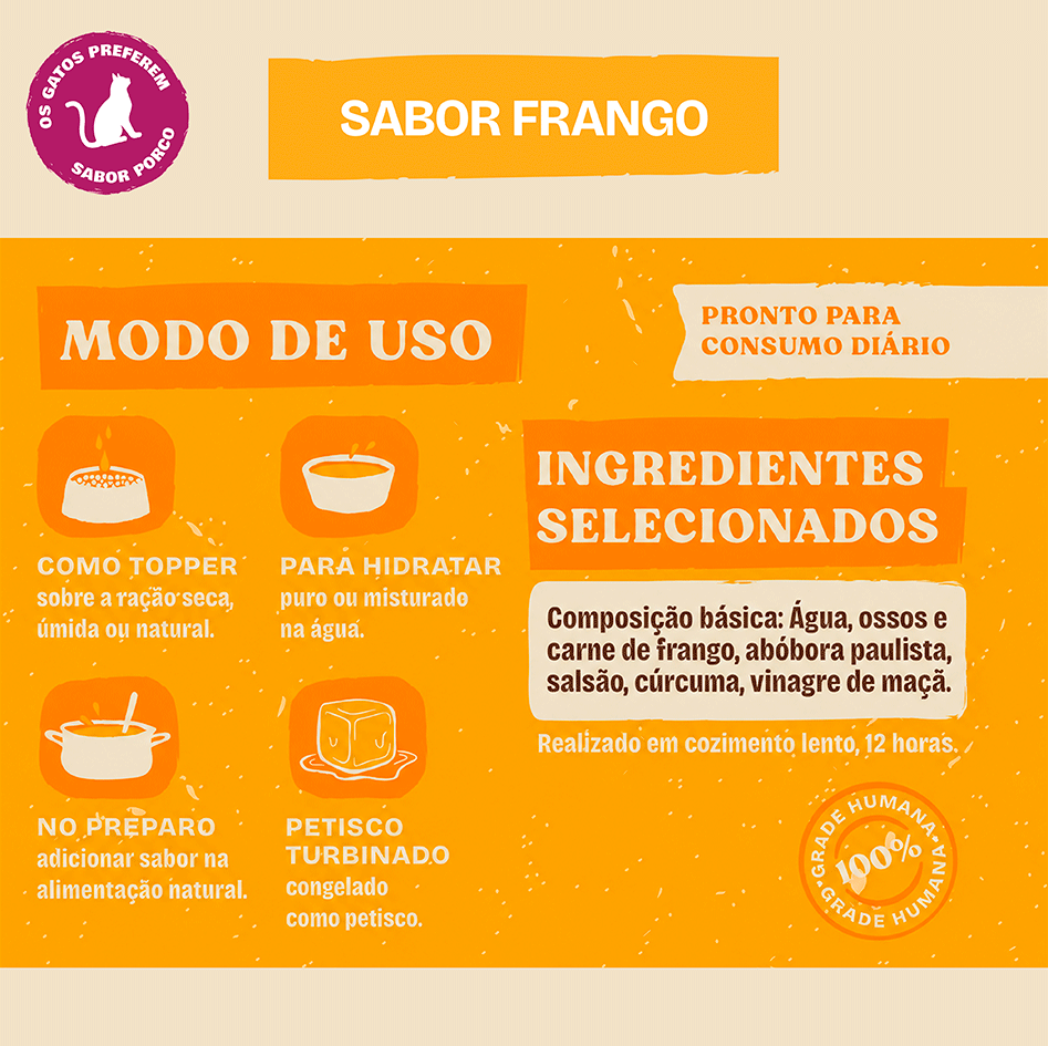 Caldo de ossos Olivia para Cães e Gatos sabor Frango - 250 g