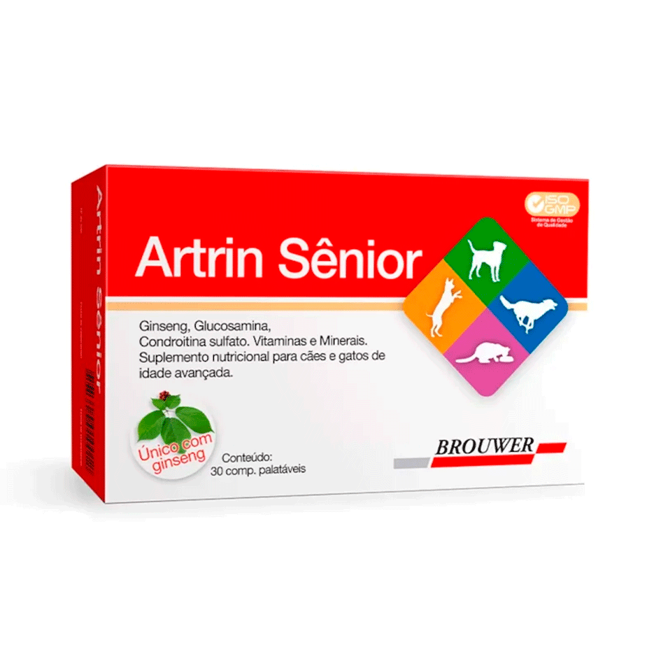 Suplemento Alimentar Brouwer Artrin Sênior para Cães e Gatos - 30 Comprimidos