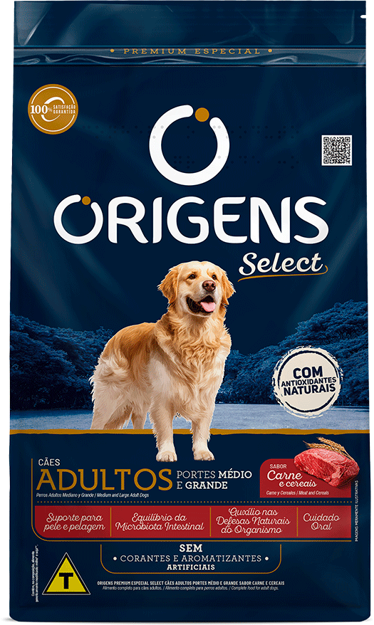 Ração Seca Origens Carne e Cereais Cães Adultos - 20Kg