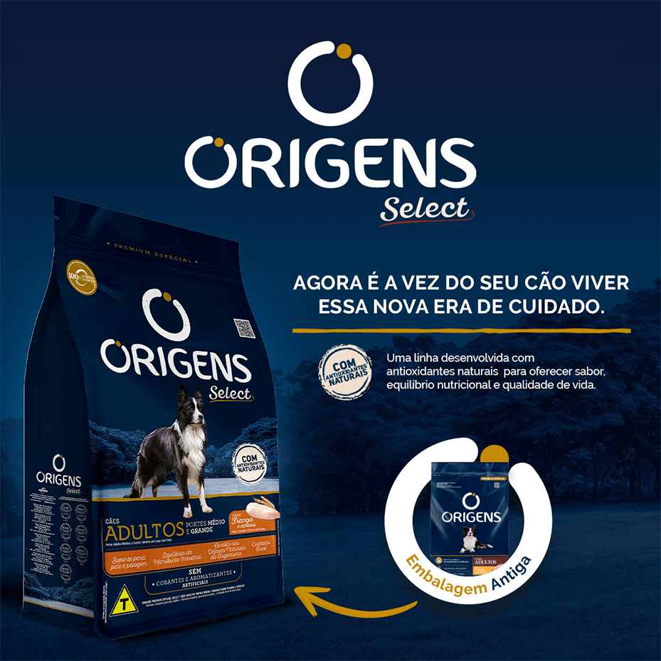 Ração Seca Origens Frango e Cereais Cães Adultos - 15Kg