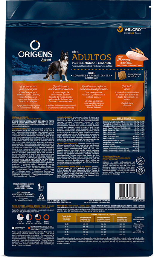 Ração Seca Origens Frango e Cereais Cães Adultos - 15Kg