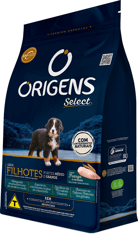 Ração Seca Origens Frango e Cereais para Cães Filhotes Raças Médias e Grandes - 15Kg